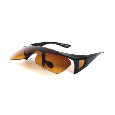  Fitover Overzetzonnebril Sonnenüberbrille with Visor open