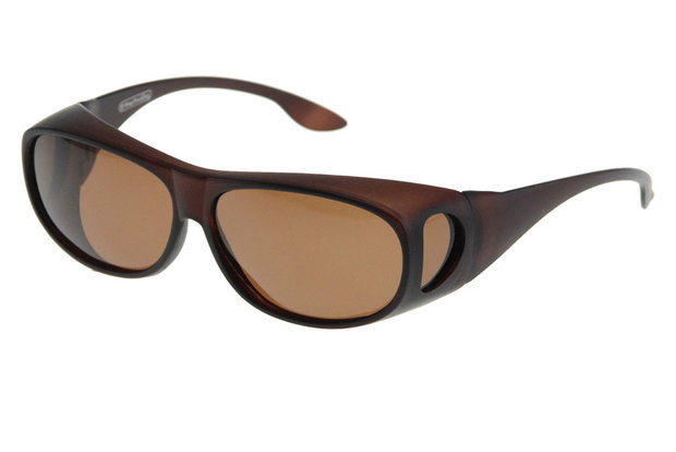Fitover Overzetzonnebril Sonnenüberbrille Uni Brown (model WT4)